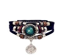 12 segni zodiacali con caratteristiche luminescenti cinturino in pelle sintetica traspirante collezione di gioielli alla moda costellazioni eleganti, Misura unica, come descritto