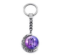 12 Segno Zodiacale Luminoso Portachiavi Portachiavi -Viola Stella Cielo Rotazione Bifacciale Luna Ciondolo Cancro Pesci Costellazione Portachiavi, Moda Crescent Ciondolo Borsa Auto Ornamento,Scorpio