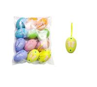 12 set di 6 cm in plastica pasquale fai da te dipinte a mano, ornamenti per albero di Natale, adatti per feste primaverili, decorazioni per feste di festa, asilo giocattoli da colorare uova da