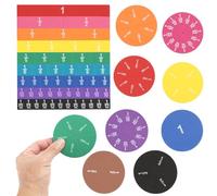 12 set di manipolatori per frazioni arcobaleno in EVA, 6 set di piastrelle per frazioni e 6 set di cerchi di frazioni, copertura da 1/1 a 1/12, strumento di apprendimento matematico visivo