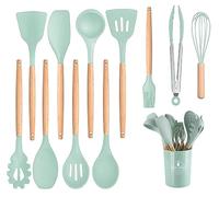 12 Set Utensili Cucina Silicone Utensili da Cucina in Silicone Mestoli Cucina Silicone Spatola Cucina Mestoli Cucina Resistente al Calore Antiaderenti Accessori Cucina (Verde Chiaro)