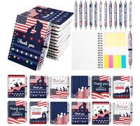 12 Set Veterans Day Notebooks and Pens Patriotic Journal Soldier Gift | quaderni a spirale, penne a sfera patriottiche; disegni a tema veterano della bandiera statunitense; regali di apprezzamento