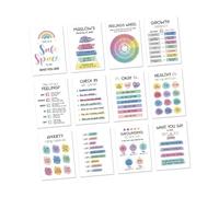 12 Sheets Emotional Regulation Posters Mental Wellness Wall Chart 10x14Inch for Classroom Counseling Office Positive Affirmation School Wall Art