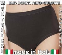 12 SLIP DONNA ALTO CULOTTE NERO BIELASTICO MODAL MORBIDO INTIMO MUTANDA INTIMI