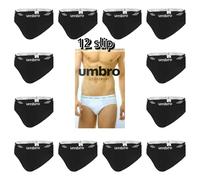 12 SLIP UOMO UMBRO 700 Nero Intimo ELASTICIZZATO BIELASTICO MUTANDA BOXER