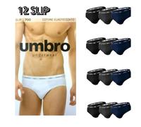 12 SLIP UOMO UMBRO Nero Blu Grigio ELASTICIZZATO BIELASTICO MUTANDA BOXER