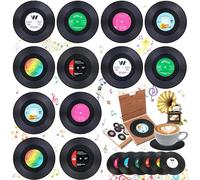 12 sottobicchieri CD retrò, sottobicchieri in vinile, retro in vinile, antiscivolo, per bevande, birra, bar, 12 pezzi