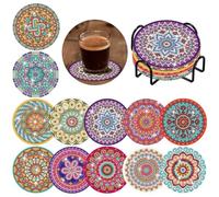 12 sottobicchieri con supporto per Diamond Painting Mandala, sottobicchieri fai da te, con diamanti 5D, per il fai da te, per adulti e bambini