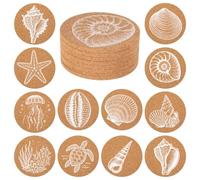 12 sottobicchieri da spiaggia per bevande, sottobicchieri in sughero con | Sottobicchieri rotondi antiscivolo assorbenti, riutilizzabili, tema spiaggia, decorazione tropicale, regali per tavolo