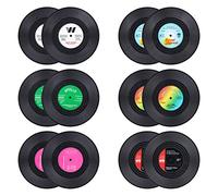 12 sottobicchieri retrò a forma di disco in vinile e CD, antiscivolo, isolati