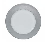 12 Sottopiatti Bianco Natale con Bordo Glitter Argento Liscio Tondo 33 cm per Cenone, Capodanno, Cena, Aperitivo - Fondo Bianco, Silver Natalizi