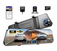 12'' Specchietto Retrovisore 4K+1080P Auto Dash Cam Dual Lens Dash-Cam Con Visio