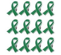 12 spille smaltate a forma di nastro verde, per la sensibilizzazione sulla salute mentale, ciondoli per bavero della speranza, per decorazione, Misura unica