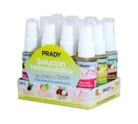 12 Spray idroalcolico Prady con 6 fragranze: lecca, Chicle, mango, mora, cocco e vaniglia - Prodotto in Spagna - 70% di alcool - Spray disinfettante gel profumato per bambini odore golosine soluzione
