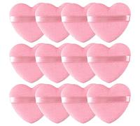 12 spugnette per cipria a forma di cuore, lavabili, riutilizzabili, morbide, spugnette per trucco, fondotinta, per viso, corpo, cipria, strumento per trucco bagnato e asciutto, rosa