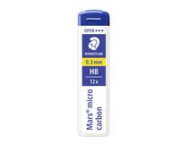 12 Staedtler Mars Micro 0.3mm HB Mine Ricambio Penna Matita Meccanica Nera