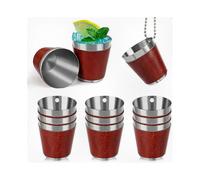 12 Stainless Steel Hanging Shot Glasses with Chain 30ml for Wedding Party Bulk Pack