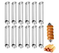 12 stampi per rotoli di schiuma, forma per riccioli iridescenti, stampi a rulli in schiuma, piccoli, stampi cannoli, in acciaio inox, antiaderente, per cornetti croissant