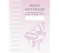 12 Staves Blank Manuscript Paper for Composition & Lyrics | 120 Pages Music Notebook | Light Pink Gradient: 8.5 x 11 Inch Sheet Music Book for Songwriting with Elegant Piano Ilustration