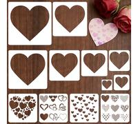 12 stencil a forma di cuore per dipingere, di diverse dimensioni, riutilizzabili, per San Valentino, su legno, vetro, tessuto, decorazione fai da te per porte e finestre