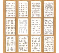 12 stencil a forma di lettere per pittura, riutilizzabili, in plastica, con lettere e numeri, per scrapbooking, lettere, diari, album di ritagli, progetti artistici, colore bianco, 17,8 x 10,2 cm