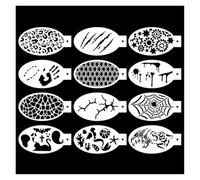 12 stencil for graffiti for pittura del viso, modelli vuoti riutilizzabili for trucco for feste, vernice spray e tatuaggi for body art(C05)