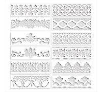 12 stencil riutilizzabili con motivo floreale per lavori fai da te, 30,5 x 9,9 cm