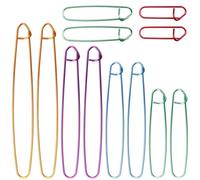 12 supporti per punti per lavorare a maglia, 6 dimensioni, per ferri da maglia, colorati, per lavori a maglia, in alluminio, per bloccare cavi, tessitura, uncinetto, 6 cm, 9 cm, 12 cm, 15 cm, 17 cm,