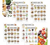 12 tabelle alimentari per diabetici, pianificatore alimentare per diabetici, guida alimentare per diabetici, tabella da parete per una dieta completa
