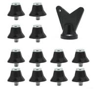 12 tacchetti da rugby, forma conica, in lega di alluminio, per stivali da terreno solido, uso multiterreno, 5 mm (13 mm, nero)