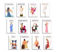 12 Taccuini Mini Dei - Diari Tascabili di Mitologia Greca con Zeus, Hera, , Apollo, Artemide, Ares, , , Poseidone, Ade & - 3,2x5 Pollici - Forniture Scolastiche in per /Testo