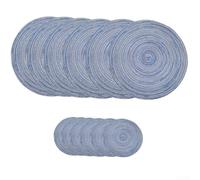 12 tappetini isolanti per tavolo da pranzo e sottobicchieri, rotondi, 30 cm e 11 cm, per riunioni di famiglia (blu)