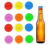 12 tappi per bottiglie di birra, tappo per bottiglie, tappo in silicone, tappo a corona riutilizzabile, tappo in silicone, 6 colori, per birra, bottiglie di vetro