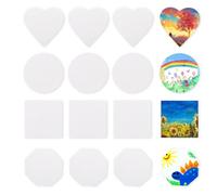 12 tele magnetiche da dipingere, in cotone, ideali per colori acrilici e ad olio, in cerchio, cuore, quadrato ed esagono