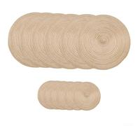 12 tovagliette e sottobicchieri per cucina per tavolo da pranzo, tappetini rotondi da 30 cm e 11 cm in misto cotone, caratteristica isolante (marrone)