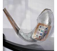 12 tribù argento placcato ariete corno Shofar Kosher di Terra Santa regalo...