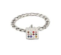 12 Tribù di Israele Bracciale Ciondolo Pettorale per le Donne Uomini in Acciaio Inox Retro Ebraico Dodici Birthstone Ciondolo Bracciale Amuleto Gioielli (argento)