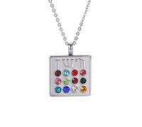 12 tribù d'Israele Collana con ciondolo con iscrizioni ebraiche Pietra di parto Amuleto ebraico Sommo sacerdote Israele Gioielli Ragazza Donna (Argento)