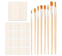 12 Trucioli Di Legno, 8 Pennelli, Sottobicchieri In Legno, Sottobicchieri Quadrati, Sottobicchieri In Legno Per Artigianato, Pezzi Grezzi In Legno Da Realizzare, Sottobicchieri Vuoti