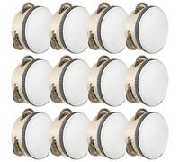 12 unità di tamburello in legno da 10,2 cm, strumento a percussione palmare con pelle di pecora e pelle di tamburo in poliestere, perfetto per eventi di danza e matrimoni