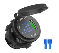 12 V / 24 V ricarica rapida 3.0 presa accendisigari auto caricatore USB LED voltmetro amperometro nero e blu