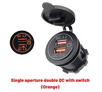 12 V 36 W Quick Charge 3.0 Dual USB Caricabatteria da auto USB Caricabatterie rapido con interruttore per barca, moto, camion, berlina, arancione