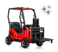 12 V auto elettrica per bambini, carrello elevatore con tenda - giocattolo da costruzione a forchetta regolabile e pallet - ideale per interni ed esterni - regalo per bambine da 3 anni