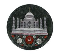 12 " Verde Marmo Lato Estremità Taj Mahal Table Top Inserto Artigianato Casa