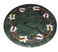 12" Verde Marmo Lato Pietre Semipreziose Pietra Dura Fatta A Mano