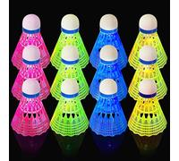 12 volani a LED, per badminton, 4 colori, volani luminosi per notte, badminton, luci a LED, per attività sportive in casa, all'aperto