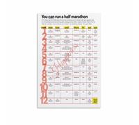 12 Week Running Poster Half Marathon Beginner | Color coded schedule Monday rest Tuesday easy run Wednesday cross train Thursday tempo Friday rest(Framed,16x24inch(40x60cm))