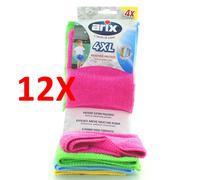 12 X Arix Panno Microfibre Multiuso 4 Pz Xl Misura 36x38cm Colori Assortiti
