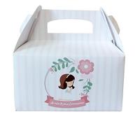 12 x Box scatoline Bellissime scatole porta dolci, gadget, confetti, caramelle cotillon o dolcetti regalini fine festa per bambini fai da te (prima comunione floral rosa)