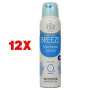 12 X Breeze Deodorante Spray 48h Freschezza Talcata 150 Ml 0% Alool